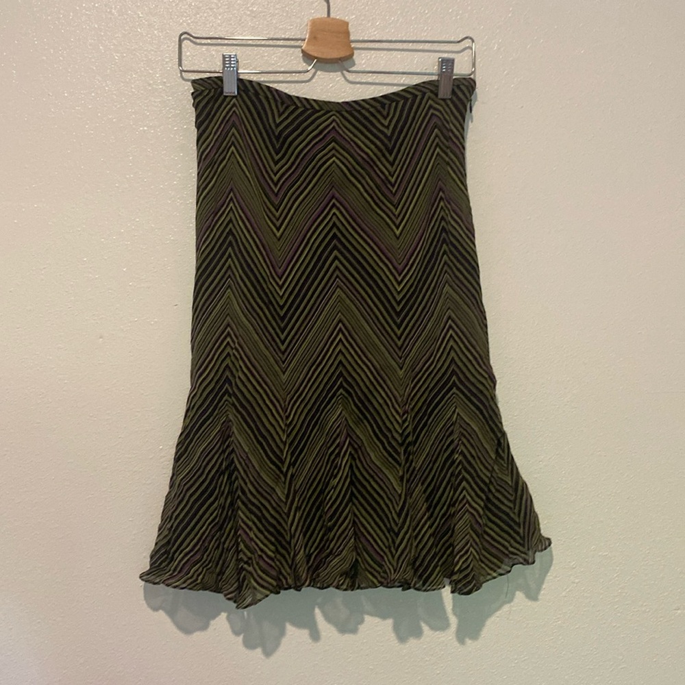 Alfani 100% Silk Green and Purple Skirt Size 6